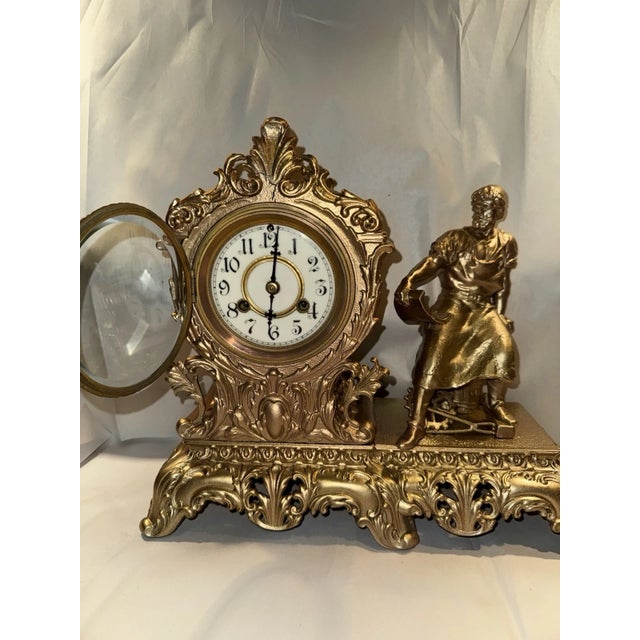 Victorian Antique Figural Mantel Clock by Waterbury For Sale - Image 3 of 11