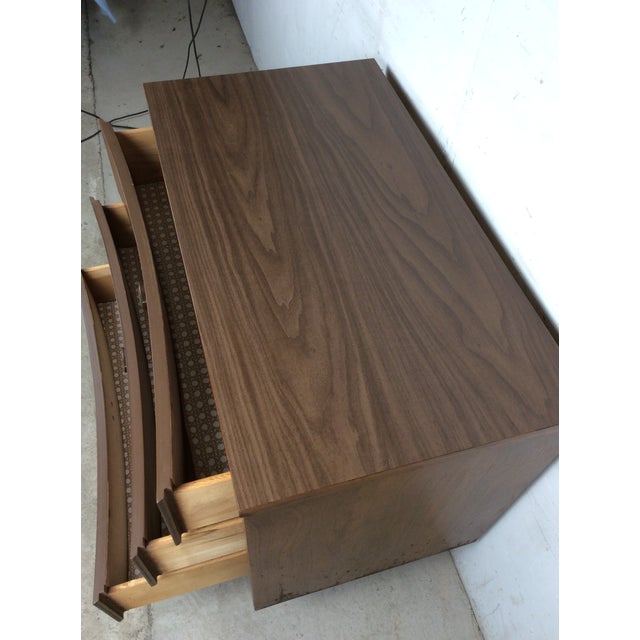 Mid Century Modern Three Drawer Chest With Curved Drawer Fronts and Brass Hardware For Sale - Image 12 of 17