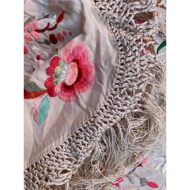 Square Silk Embroidered Manila Piano Shawl For Sale - Image 14 of 15