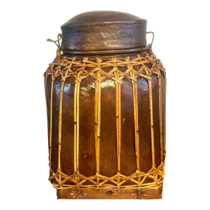 Antique Lacquered Rustic Hand Made Thai Rice Container