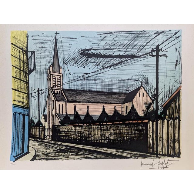 Bernard Buffet, Alfortville Church, 1984, Lithograph For Sale - Image 6 of 6