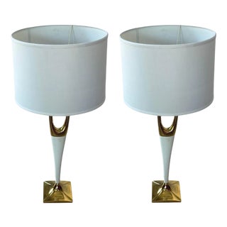 Cream Foy Table Lamps by Hickory Chair, Set of 2 For Sale