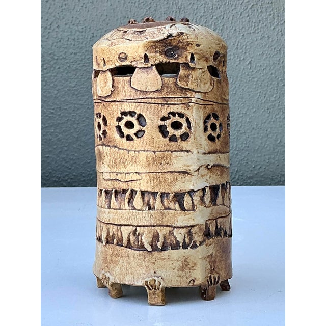 Vintage Original Studio Pottery Cutout Vase For Sale - Image 11 of 12