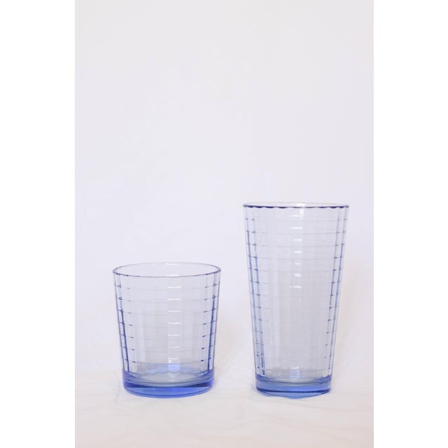 Blue Vintage Paşabahçe “Scotch Blue” Lowball Glasses – Block Optic – Set of 8 For Sale - Image 8 of 8