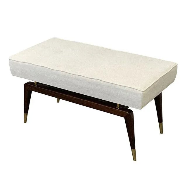 Carved mahogany and brass window bench, inspired by Gio Ponti, the famous mid-century Italian designer. The floating...