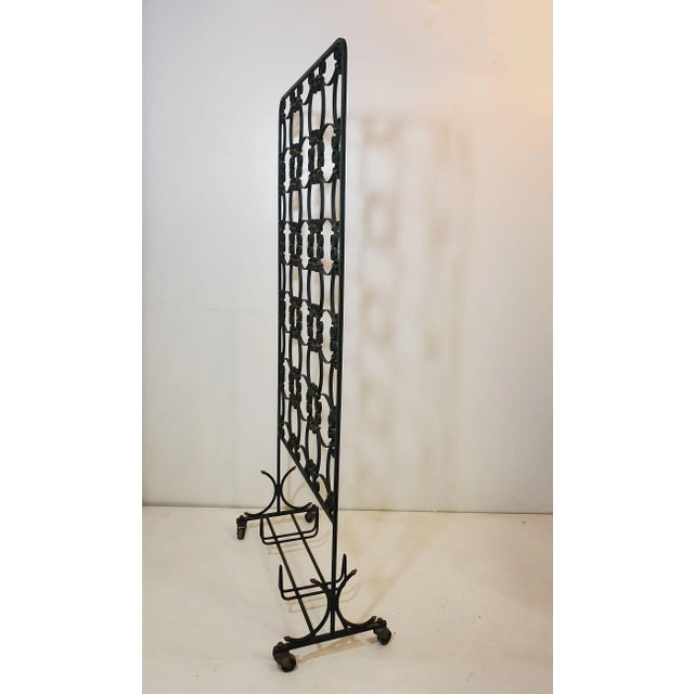Mid 20th Century Dark Green Hand Forged and Gilt Iron Decorative Room Divider /Rolling Screen For Sale - Image 10 of 12