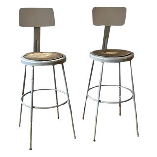 Industrial Metal Bar or Counter Stools For Sale