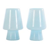 1990s Italian Blue Glass Boudoir Lamps - a Pair For Sale