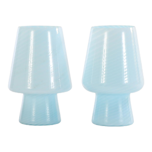 1990s Italian Blue Glass Boudoir Lamps - a Pair