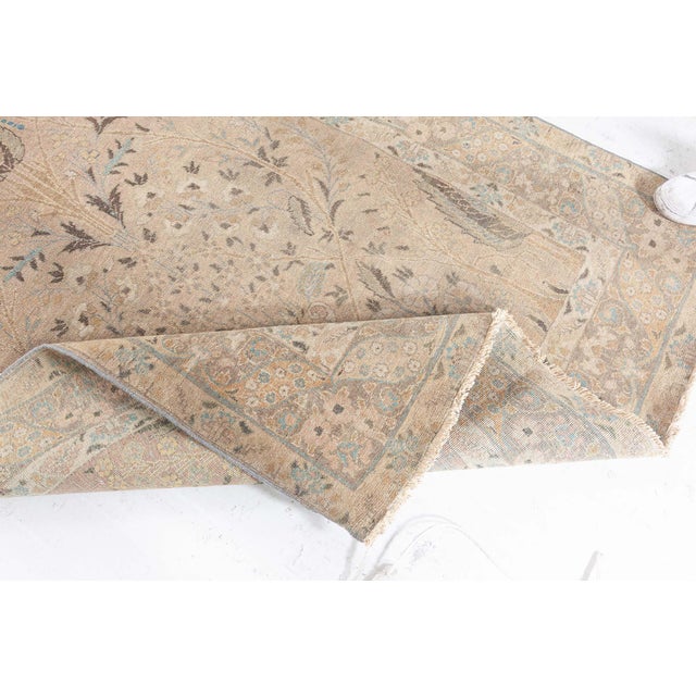 Early 20th Century 20th Century Persian Tabriz Gold Beige and Azure Handmade Wool Rug For Sale - Image 5 of 8