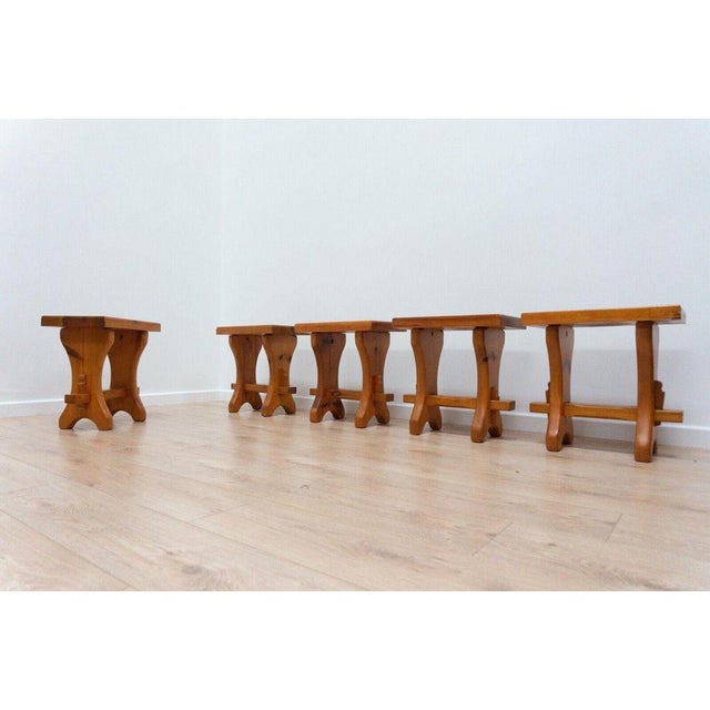 Mid-Century Swedish Dining Table and Stools in Pine, 1960, Set of 6 For Sale - Image 16 of 18