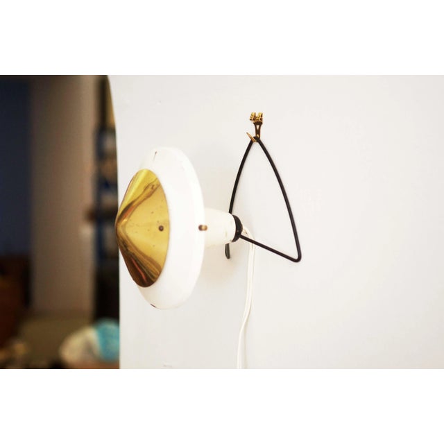 1950s White Steel & Brass Mid-Century Table or Wall Lamp, 1950s For Sale - Image 5 of 8