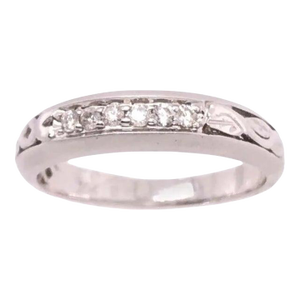 18 Karat White Gold and Diamond Wedding Band Bridal Ring, Size 6.5