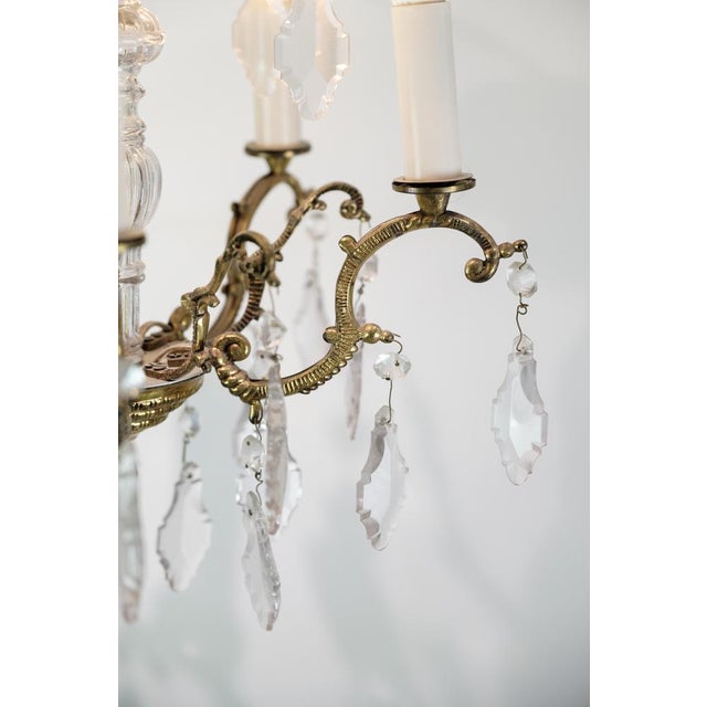 Brass Chandelier with Prisms, 1920s For Sale - Image 9 of 14