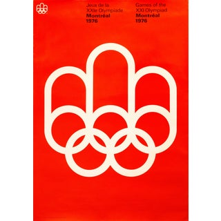 1976 Montreal Olympics Poster, Logo (White on Red, Large) For Sale