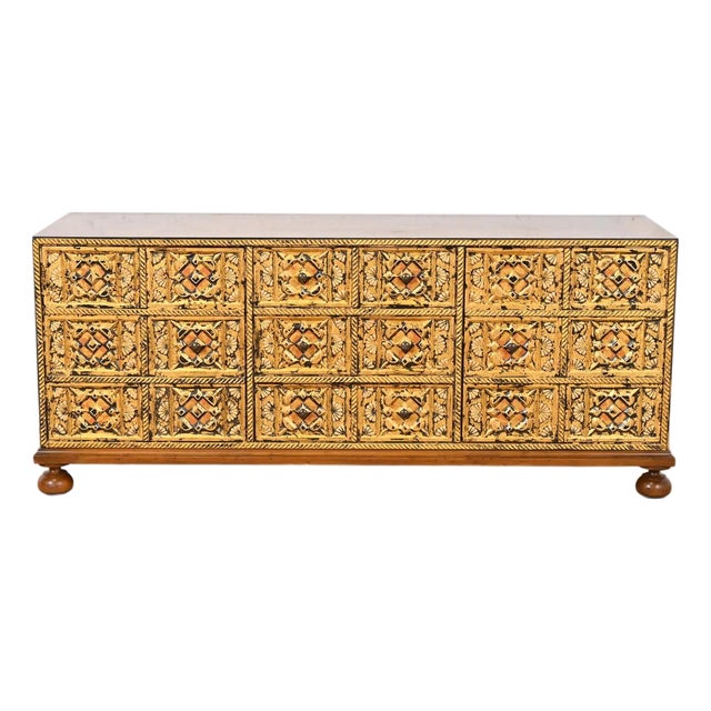 John Widdicomb Mediterranean Treasure Chest Low Credenza, 1960s For Sale