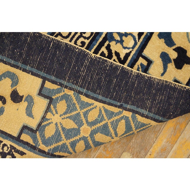 1880s Tan Camel Medallion Antique Chinese Peking Rug 9' X 11'8'' Handknotted Wool Carpet For Sale In New York - Image 6 of 6