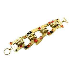 Mercedes Robirosa Link Bracelet Red and Black Poured Glass Cabochons