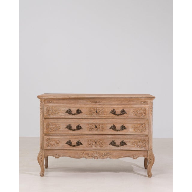 French Mid 20th Century France Louis XV Antique White Wood Chests of Drawers For Sale - Image 3 of 11