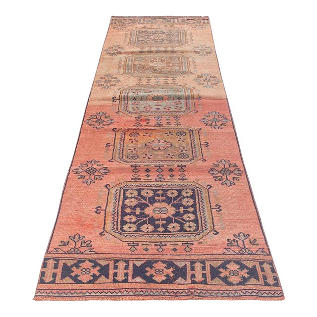 Decorative Vintage Turkish Runner Rug - 3`0" X 11`2" For Sale