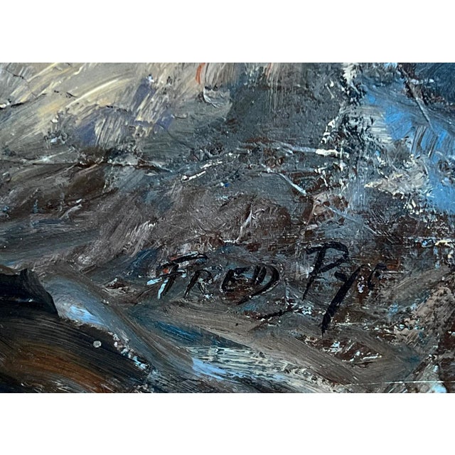 Blue Fred Pye Signed Rocky Seascape Painting, Maine; Oil on Canvas For Sale - Image 8 of 9