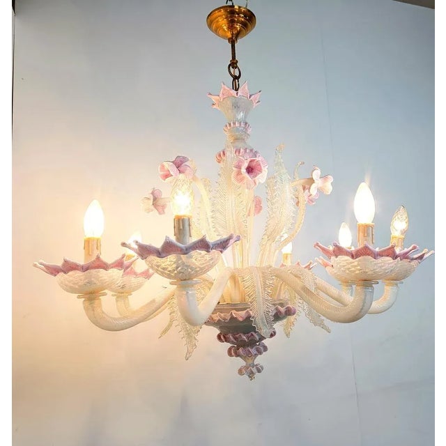 Vintage Floral Murano Glass Chandelier, 1950s For Sale - Image 6 of 10