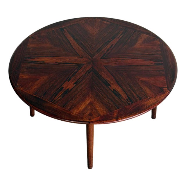 Mid 20th Century Danish Modern Rosewood Round Coffee Table in Style of h.w. Klein For Sale