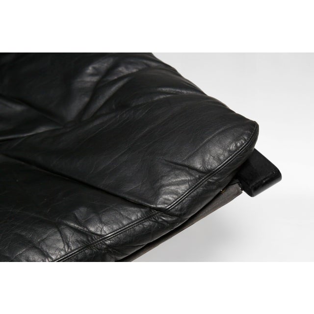 Highback Siesta Chair in Black Leather and Plywood by Ingmar Relling for Westnofa, 1960s For Sale - Image 5 of 7