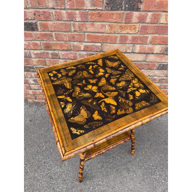 19th Century Decoupage Bamboo Side Table For Sale In Nashville - Image 6 of 6