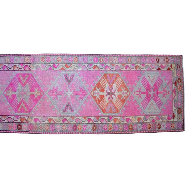 Brilliant Kurdish Runner Herki Rug. Hand-Knotted Tribal Pink Hallway Rug - 2′10″ × 12′10″ For Sale - Image 10 of 12