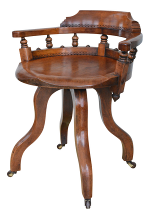 Aesthetic Movement Walnut Swivel Desk Chair, England, 1880s