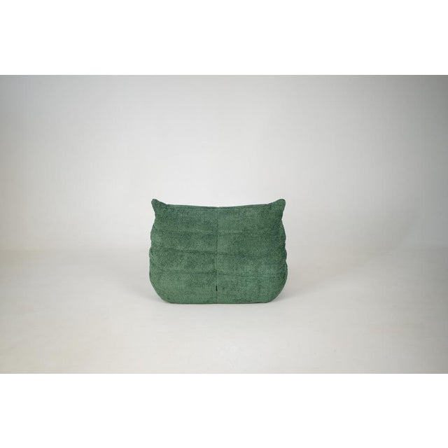 Set of Togo Lounge Chair and Pouf in Emerald Boucle Fabric by Michel Ducaroy for Ligne Roset, 1973 For Sale - Image 9 of 16