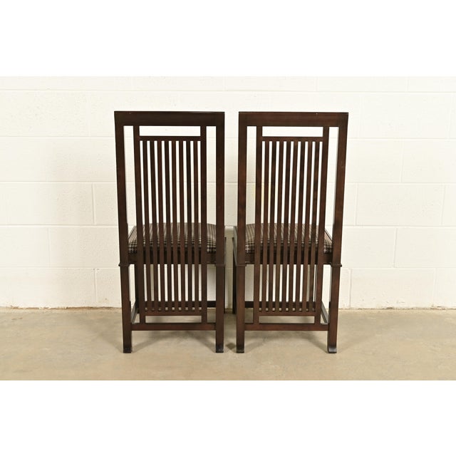 Frank Lloyd Wright for Cassina Arts & Crafts Dark Cherry Wood Dining Chairs, Set of Eight For Sale - Image 11 of 13