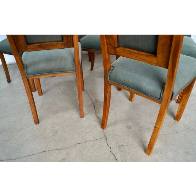 1930’s Art Deco Walnut Dining Chairs - Set of 8 For Sale - Image 11 of 12