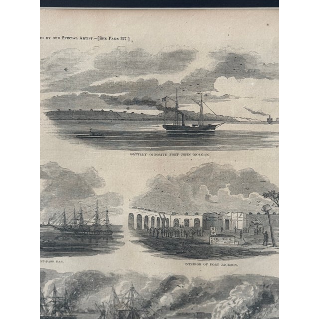 Paper 1862 Antique Harper's Weekly "The Expedition Against New Orleans" Civil War Engraving - Framed For Sale - Image 7 of 12