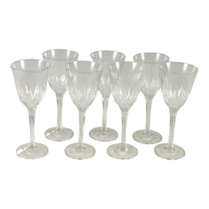 Late 20th Century D’Arques , France-“Castel” Cut Crystal Cordial Glasses – Set of Seven