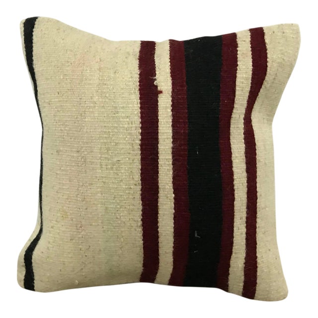 Ethnic Turkish Anatolian White and Red Kilim Pillow Cover For Sale