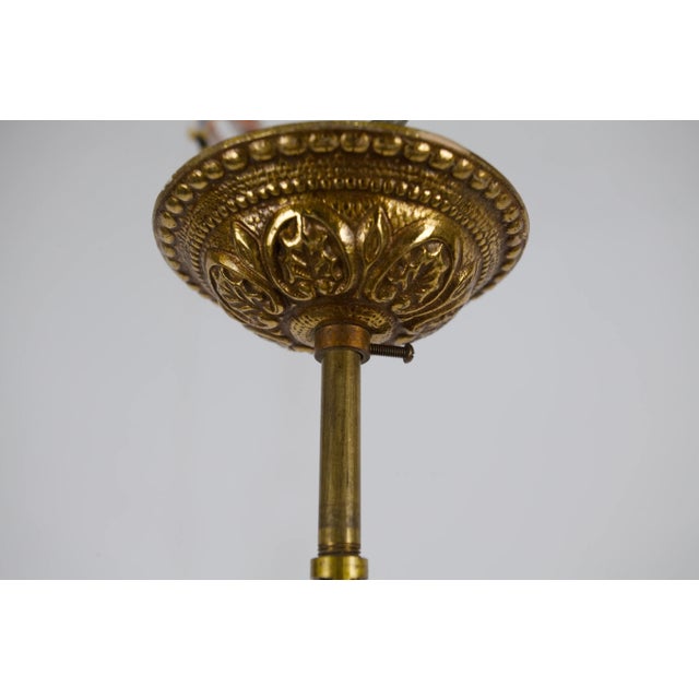 Metal Brass Hanging Lantern with Three Lights and Cut Glass For Sale - Image 7 of 10