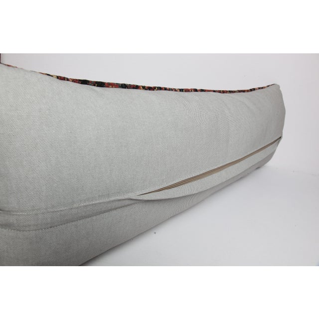 Antique Hand Knotted Navy Blue Persian Rug Pillow Cushion Cover -14'' X 42'' For Sale - Image 10 of 10