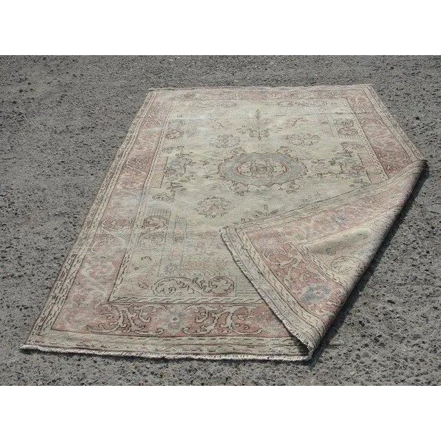 Hand Wowen Wool Turkish Rug, Oushak Rug,Vintage Oushak Rug,Beatifull Color Combination Turkish Retro Rug, Home Decor 6'7" X 9'4" Ft For Sale - Image 10 of 11