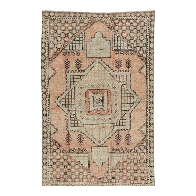 Vintage Circa 1940 Turkish Oushak Area Rug 3ft 7in X 5ft 8in For Sale