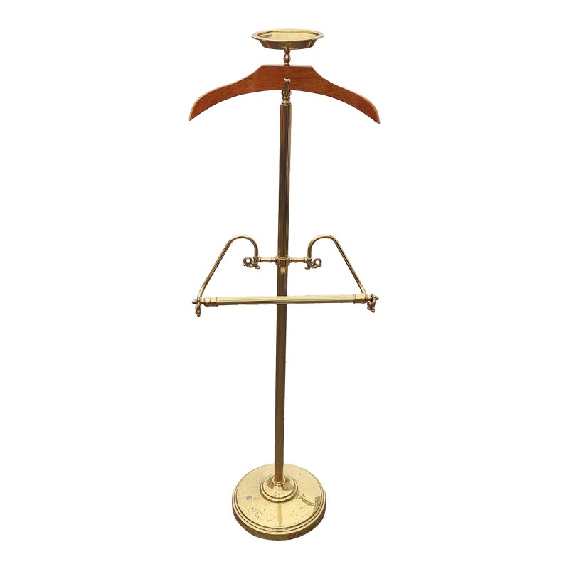 Mid 20th Century Brass And Wood Gentleman's Valet
