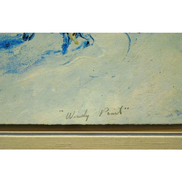 Blue Earl Biss Windy Point Original Serigraph on Paper Custom Framed For Sale - Image 8 of 8