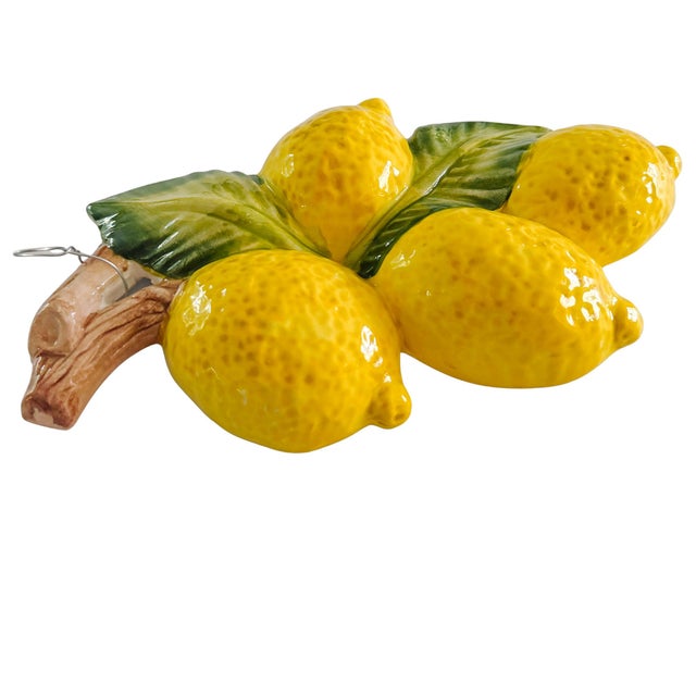 Vintage-Style Italian Majolica Lemon Wall Plaques by Bassano Del Grappa Ceramiche - Pair For Sale - Image 4 of 13