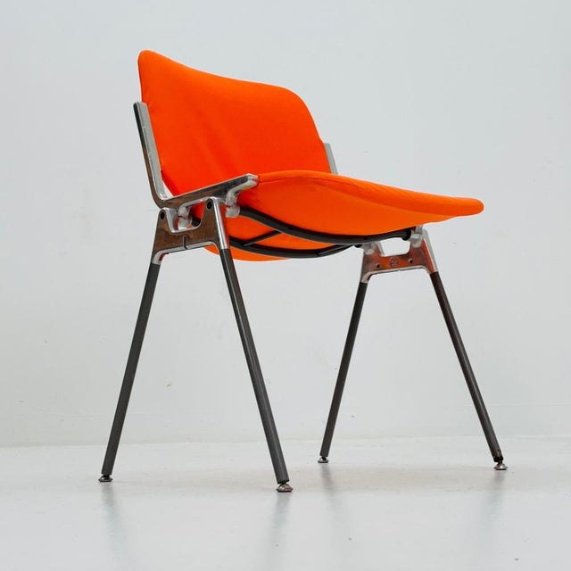Orange Mid-Century Stacking Orange Fabric Chair by Giancarlo Piretti for Anomima Castelli, 1960s For Sale - Image 8 of 11