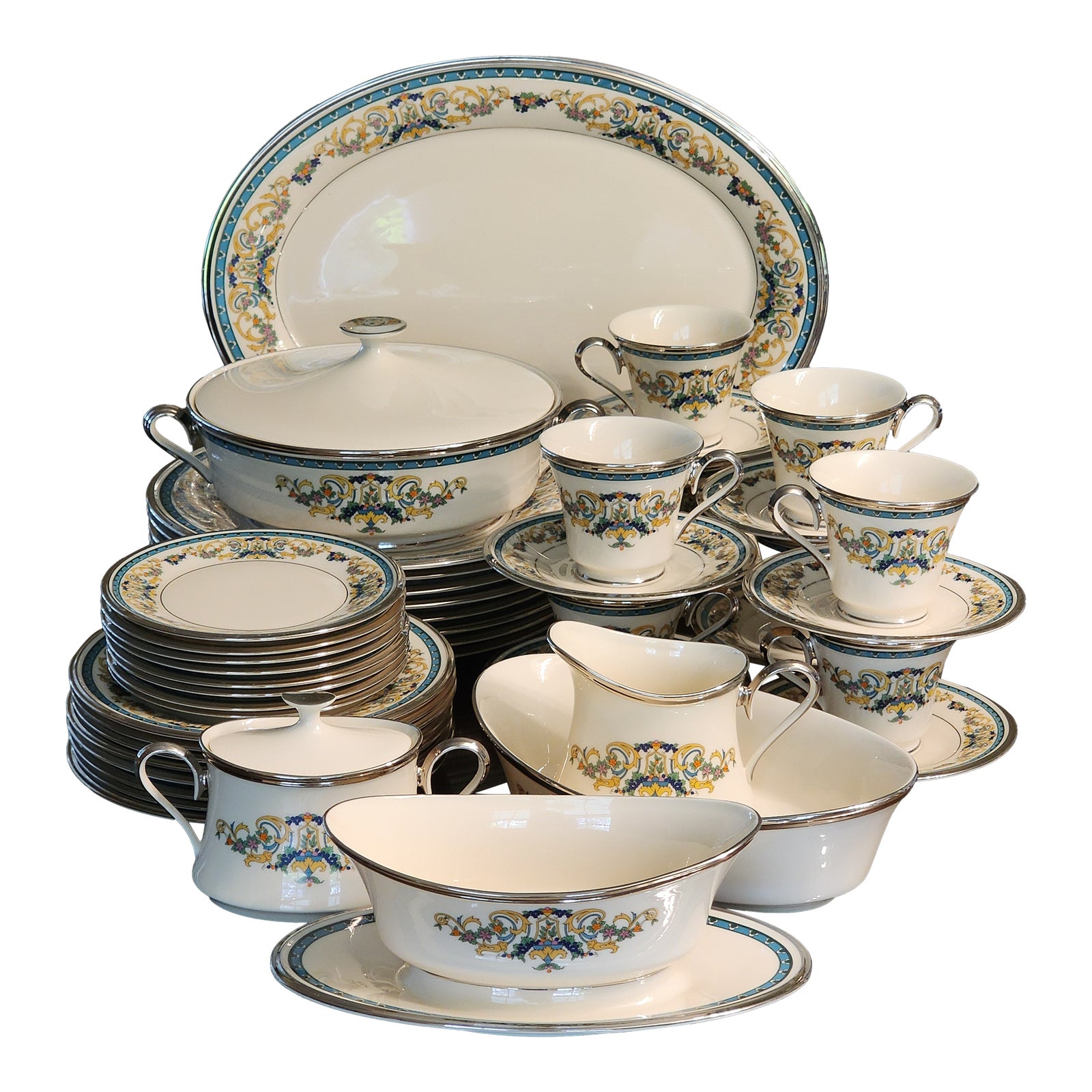 Lenox アンティーク 1970s Fair Lady by Lenox Discontinued Ivory Platinum Porcelain
