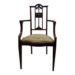 Edwardian Mahogany Armchair W/ Mother of Pearl Inlay – C1900 For Sale