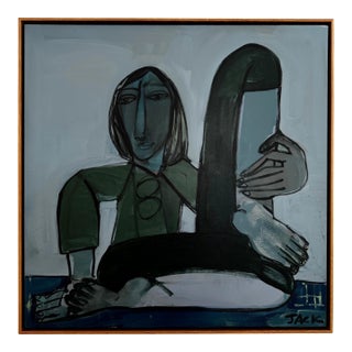 "Seated Woman Ii", Original Painting by Rebecca Jack (Framed) For Sale