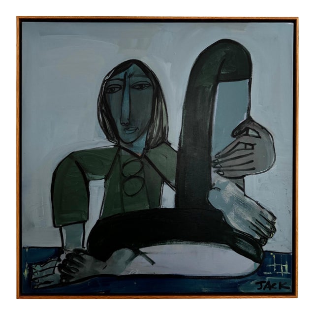 "Seated Woman Ii", Original Painting by Rebecca Jack (Framed) For Sale