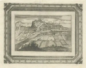 Very Antique Print of the City of Nice in France, 1700s